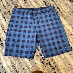 Tommy Bahama Blue Plaid Golf Shorts Size 36 Marlin Checkered